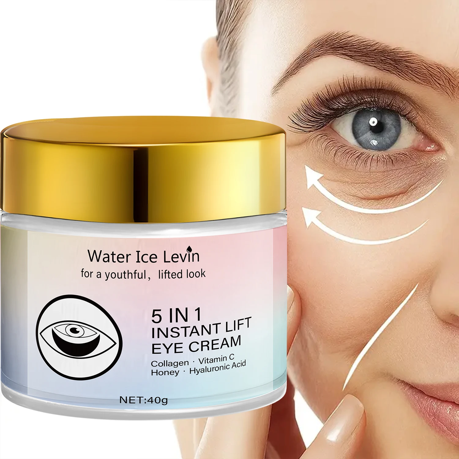 Collagen & Vitamin C Eye Cream 40g, Anti-Aging Firming Eye Treatment with Honey & Hyaluronic Acid, Fast Delivery - Image 4