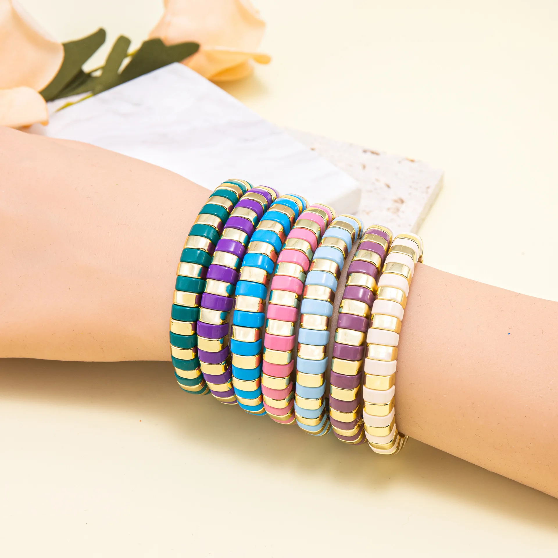 2026 Simple Niche Ins Style Colorful Enamel Beaded Diy Custom Women's Bracelet Accessories - Image 6