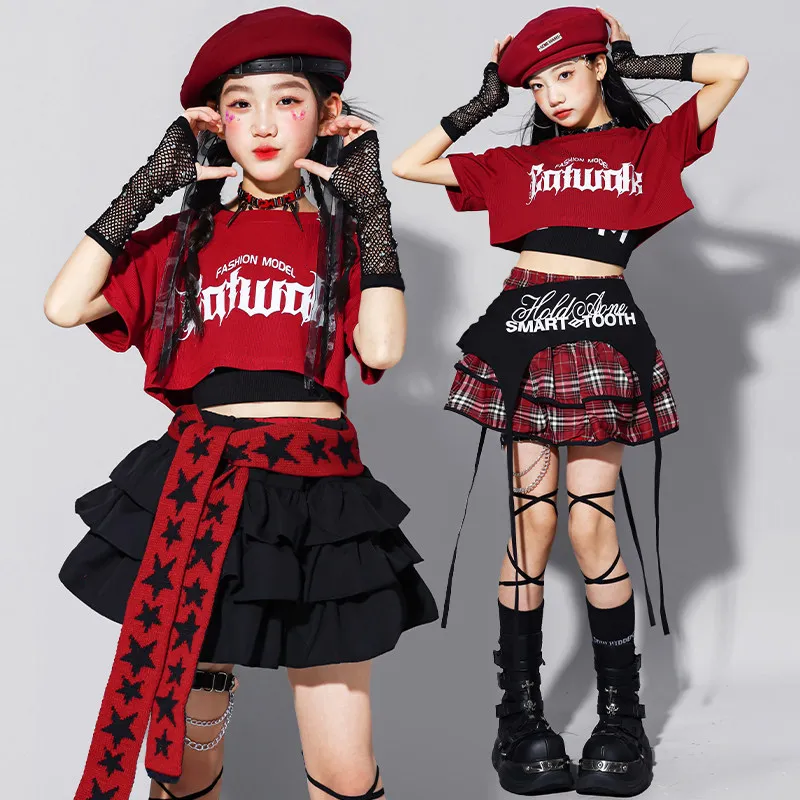 Girls K-pop Fashion Crop Top Bud Skirts Children Hip Hop Street Dance Costume Kids Streetwear Girl Group Jazz Summer Clothes Set - Image 5
