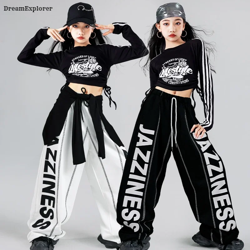 Girls K-pop Crop Top Cardigan Joggers Pants Child Hip Hop Stage Costume Kids Streetwear Jazz Street Dance Girl Group Clothes Set - Image 6