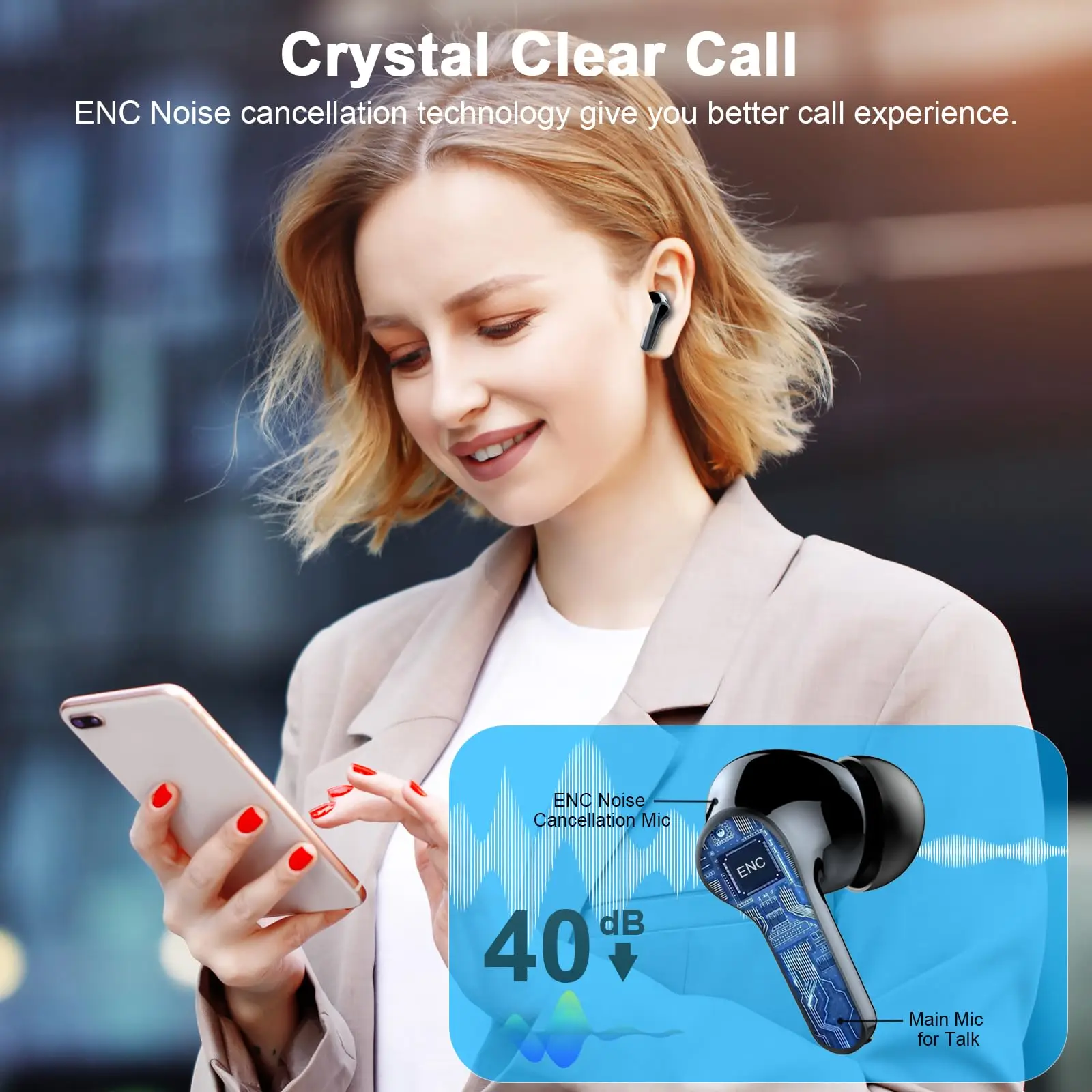 2026 Wireless Earbuds 13mm Double-Layer Driver 4-Mic ENC Noise Canceling 45H Battery LED Display Touch Control Bluetooth 5.3 Earphones iOS Android. - Image 5