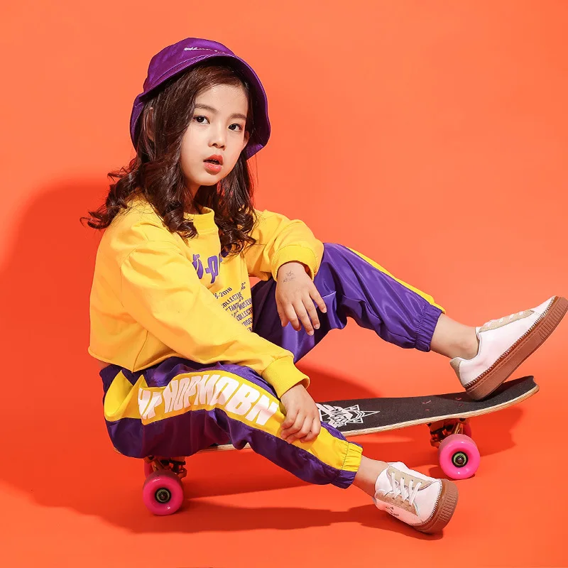 Kids Hip Hop Colorful Sweatshirt Joggers Girls Crop Top Clothes Sets Child Streetwear Sport Pant Outfits Teen Jazz Street Dance - Image 4