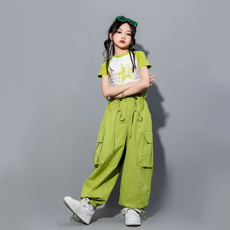 Girls Loose Casual Cargo Pants Fashion Korean Street Style Hip Hop Trousers Wide Leg Pants with Belt for School Vacation Daily - Image 3