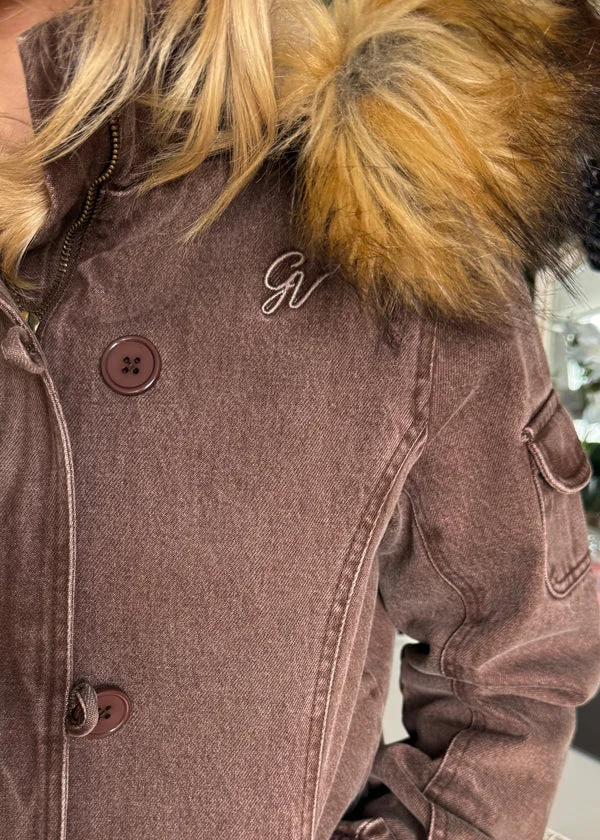 Y2K Women Vintage Full Length Jacket Fur Collar Faux Fur Hood Thick Warm Zip Up Short Parka Coat Ribbed Hem Casual Streetwear - Image 3