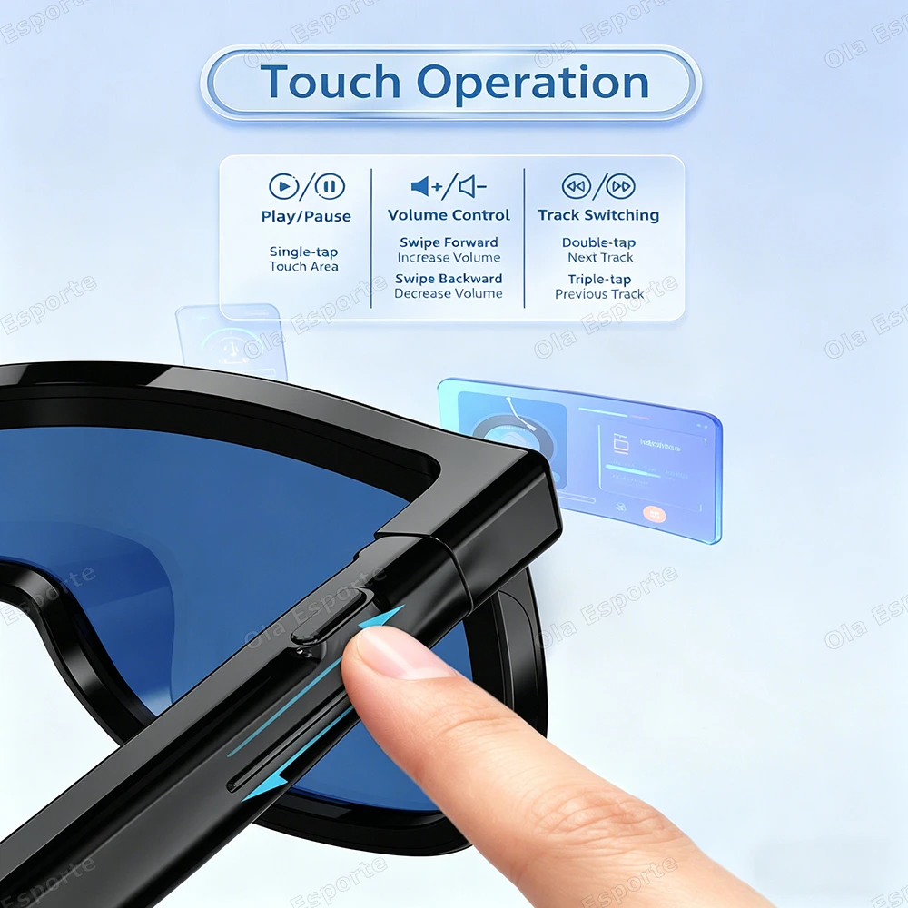 2026 Smart Audio Glasses Touch Control Color Changing Lens Dual Microphone Noise Reduction AI translation Bluetooth Sunglasses - Image 5