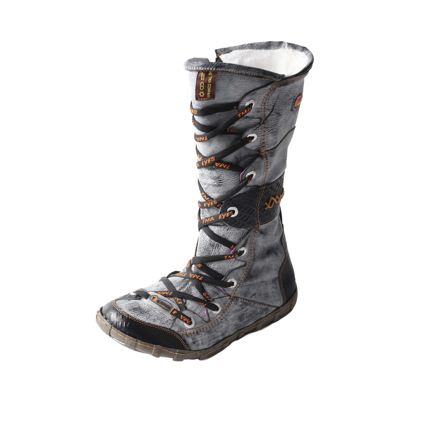 TMA EYES Women's Mid Calf Snow Boots Warm Fuzzy Lined Side Zipper Vintage Casual Winter Boots for Cold Weather Outdoor - Image 2