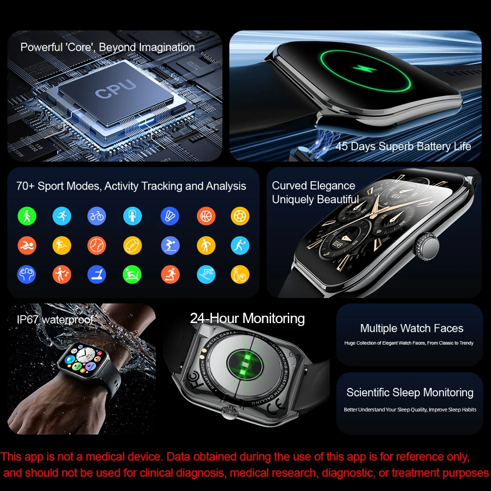 2026 New Smartwatch 1.96 inch Ultra-thin Bluetooth Call Health Monitor IP68 Waterproof 100 Sport Smart Bracelet For Android iOS - Image 3