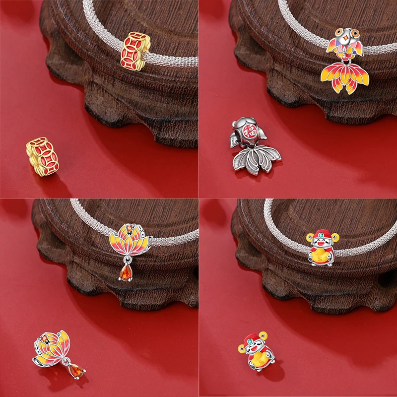 2026 New Year's Traditional Charms Beads 925 Sterling Silver Fortune Cat Dragon Dangle Fit Bangle Bracelet Necklace DIY Jewelry - Image 4