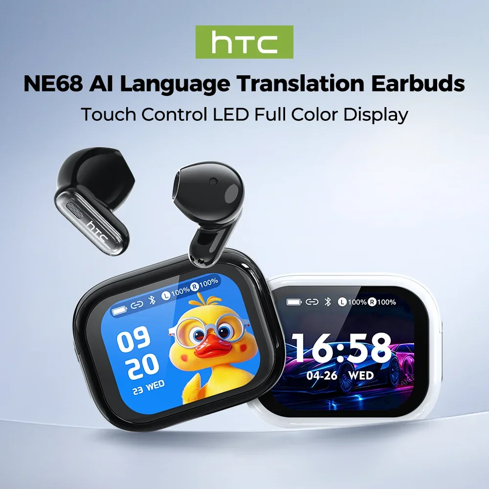 New 2026 HTC NE68 Bluetooth 6.0 Wireless Headphones AI Translation Earphones Long Battery Life Upgrade Free Translator APP