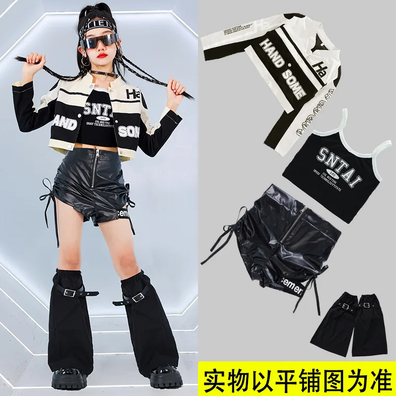 Girls Jazz Dance Performance Outfit Motorcycle Style Children's Street Dance Show Clothes Trendy Kids Fashion Show Offspring - Image 6