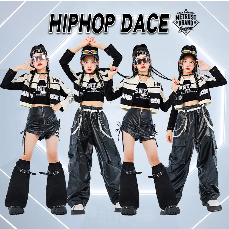 Girls Jazz Dance Performance Outfit Motorcycle Style Children's Street Dance Show Clothes Trendy Kids Fashion Show Offspring - Image 2