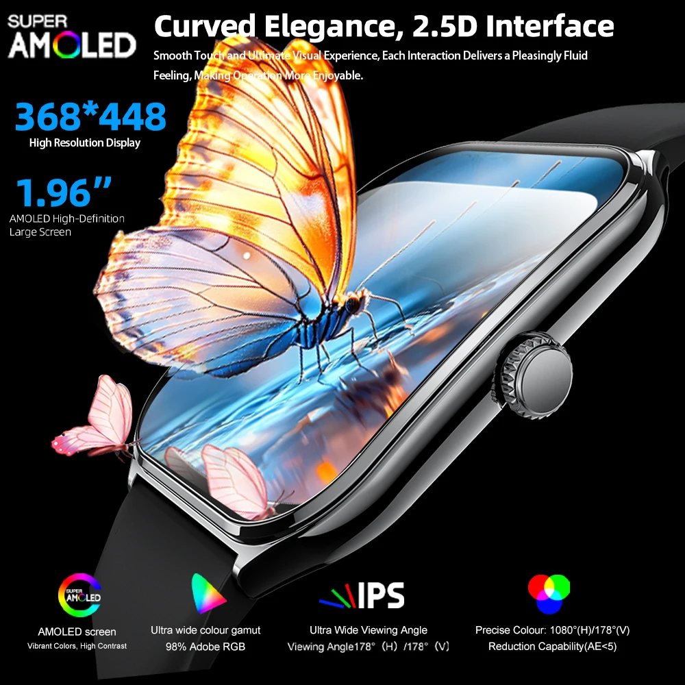 2026 New Smartwatch 1.96 inch Ultra-thin Bluetooth Call Health Monitor IP68 Waterproof 100 Sport Smart Bracelet For Android iOS - Image 2
