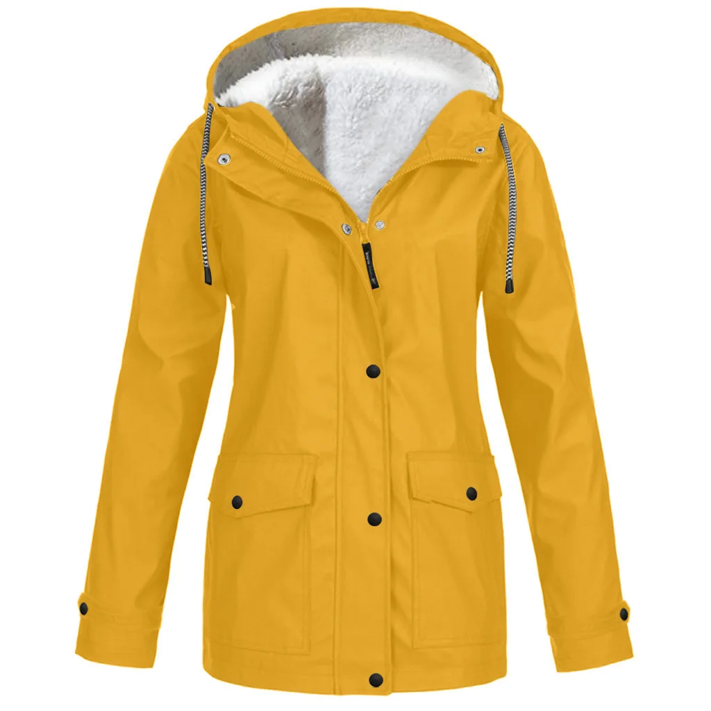 Women's Autumn Winter Plus Velvet Jacket Windproof Waterproof Hooded Coat Outdoor Sports Cloths For Climbing Cycling Fishing - Image 3
