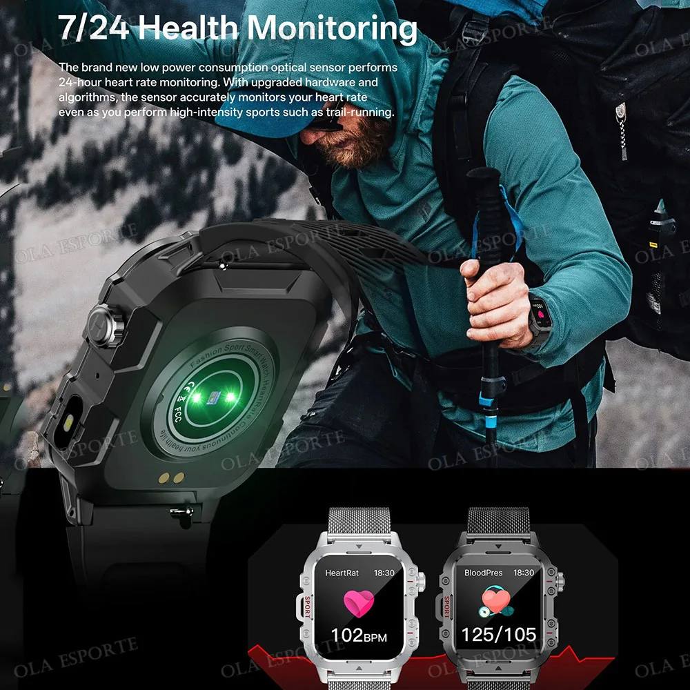 2026 New Military-grade Smart Watch Men GPS Flashlight 3ATM Waterproof Watch Bluetooth Call 100+Sport Outdoor Smartwatch Pk Ht30 - Image 3