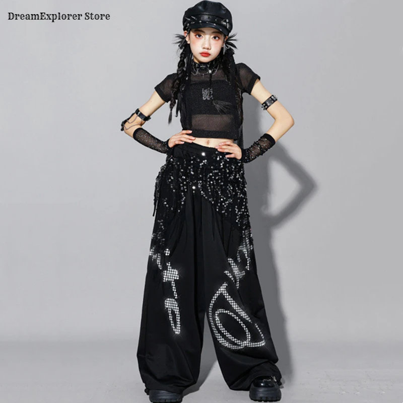 Girls Hip Hop Crop Top Letters Joggers Pants Children K-pop Streetwear Girl Group Clothes Sets Kids Street Dance Jazz Costumes - Image 6