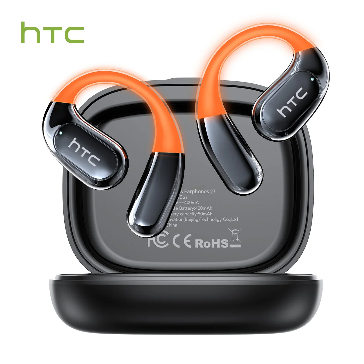 Bluetooth Wireless Headset HTC NE27 AI Real-Time Language Translator Earbuds Ear Hook Touch LCD Display ENC 2026 Choice - Image 2