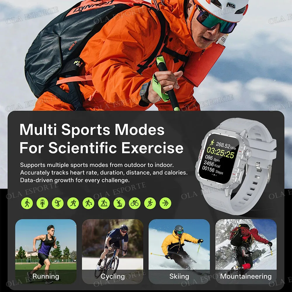 2026 Military Smart Watch Men 3ATM Outdoor Sports Fitness Tracker Blood Pressure Health Monitoring BT Call GPS Smartwatch Ht30 - Image 6