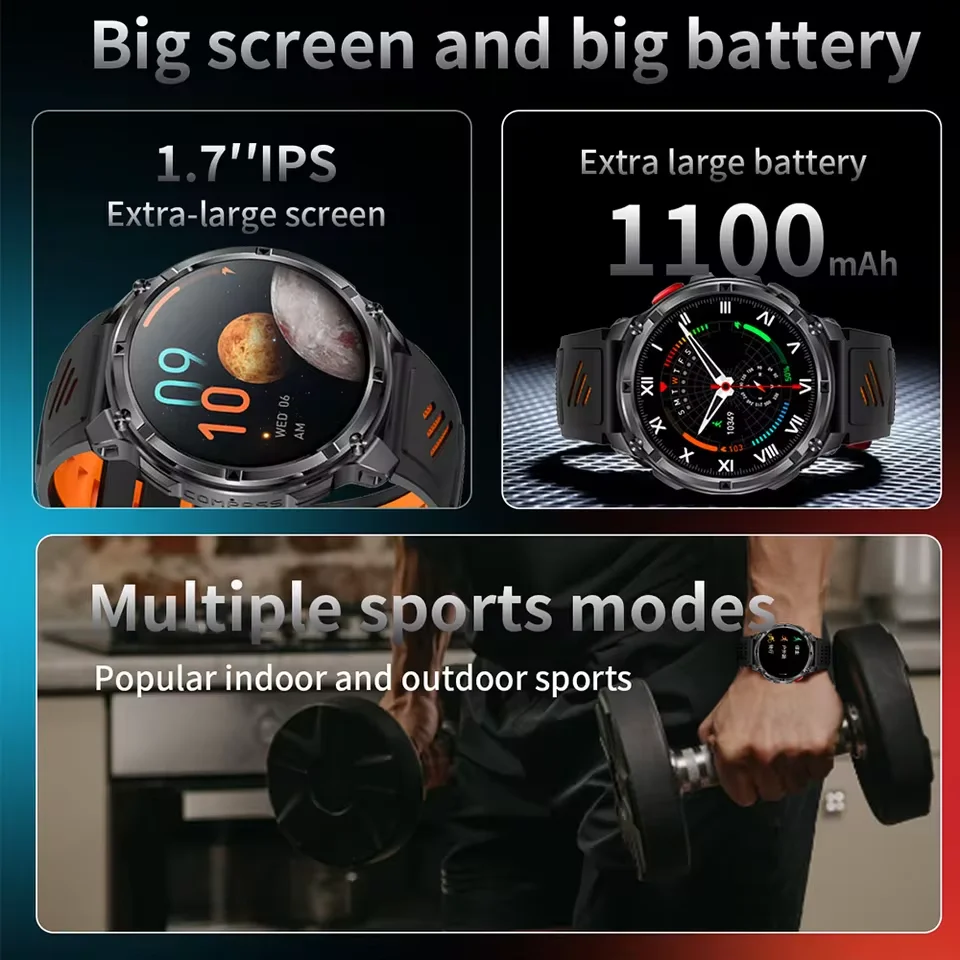 2026 New T-Rex3 Pro 1100mAh Battery Smart Watch GPS Path 5ATM Waterproof Sports Run Tracker Outdoors Compass Military Smartwatch - Image 3