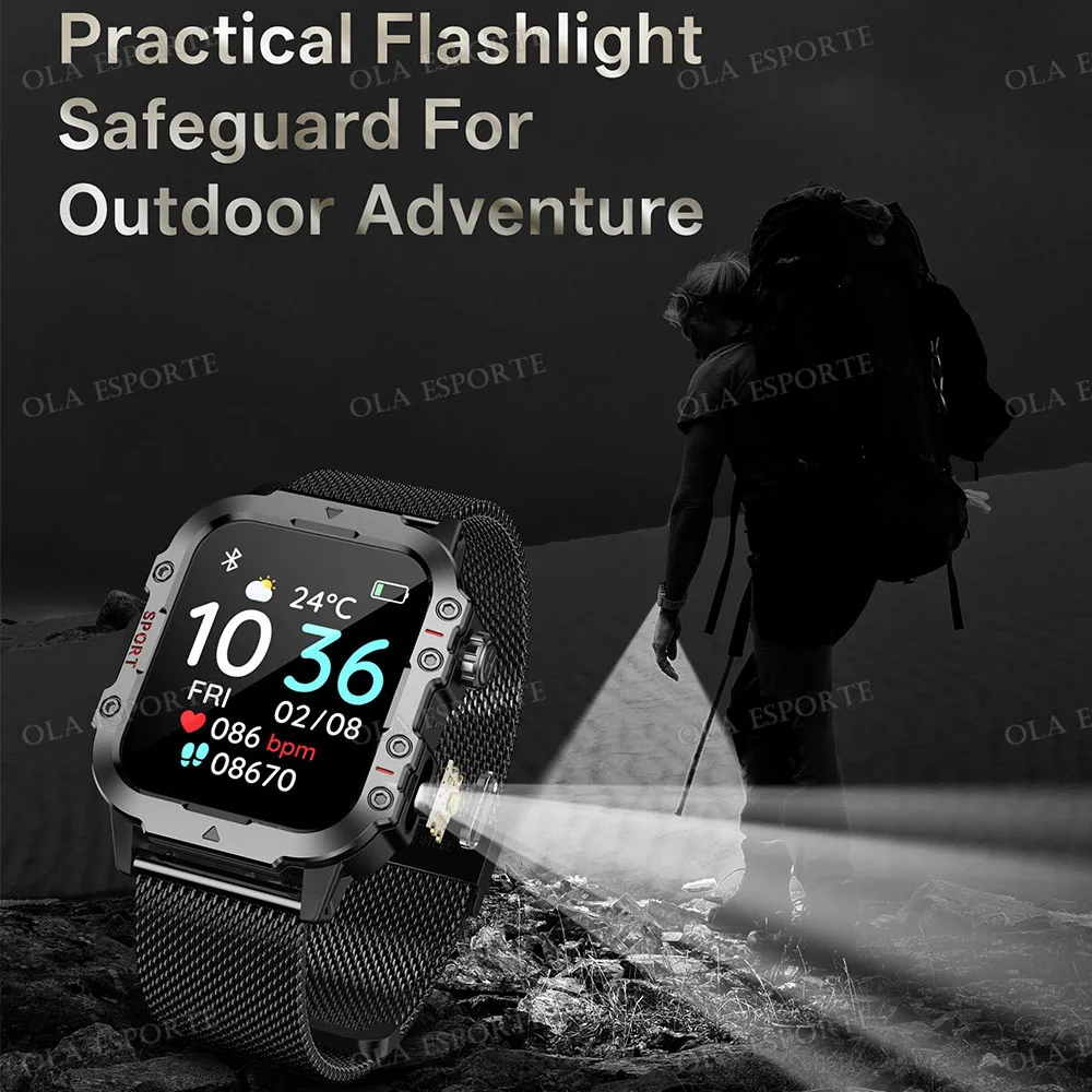 2026 Military Smart Watch Men 3ATM Outdoor Sports Fitness Tracker Blood Pressure Health Monitoring BT Call GPS Smartwatch Ht30 - Image 5