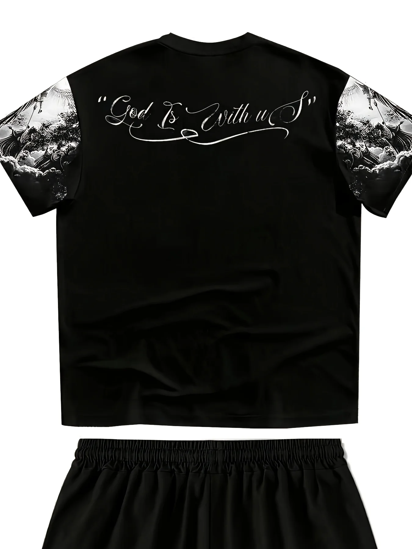 Summer Men's Angel Christ Printed Comfortable Breathable Round Neck T-shirt Shorts Taochuang Outdoor Casual Fashion Clothing - Image 5