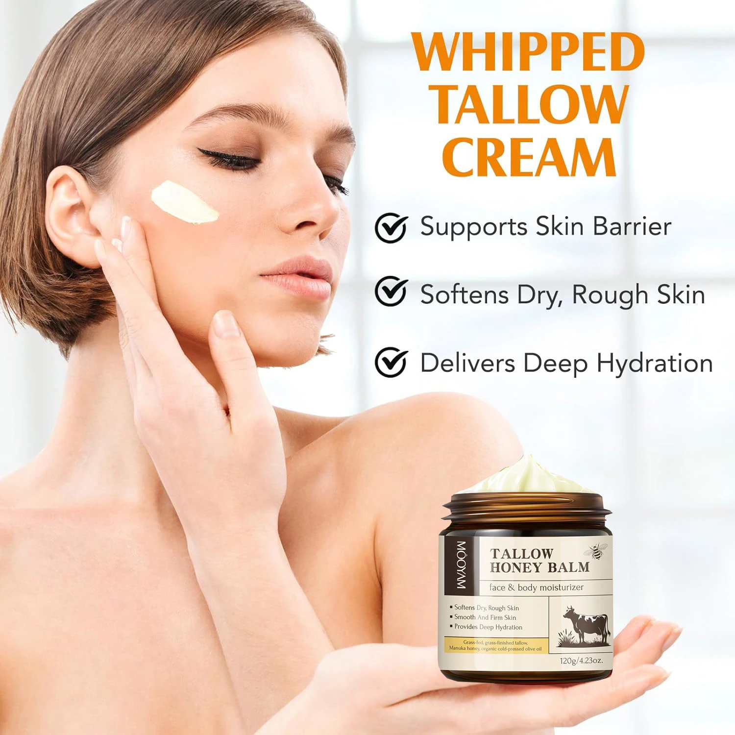 120g Beef Tallow Paste Deeply Moisturizer Brightening Wrinkle Remover Grass Fed Tallow Wild Honey Face Body Cream Skin Car - Image 6