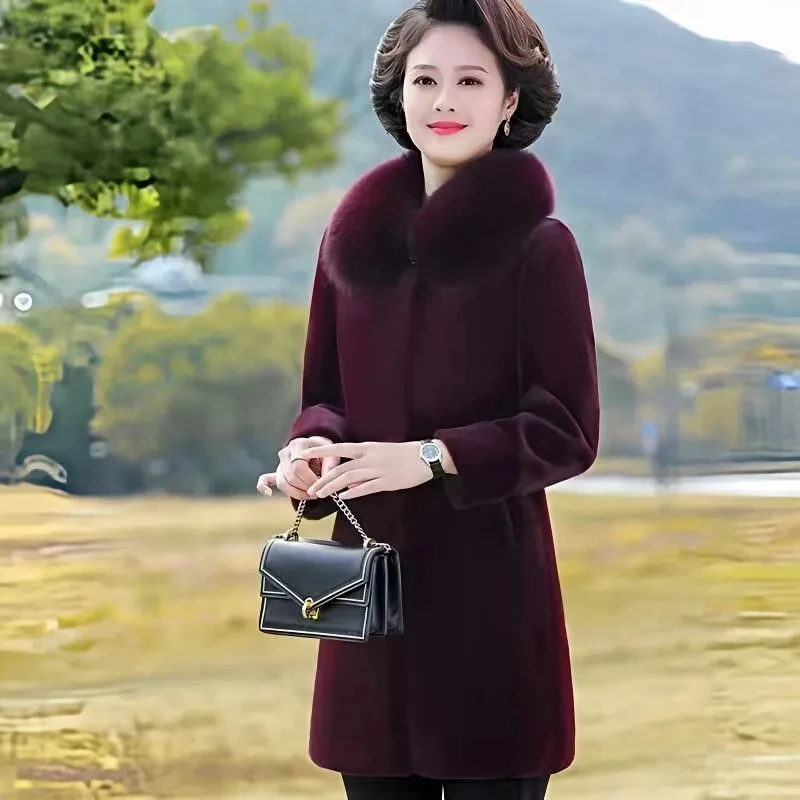 Middle-Aged Imitation Fur Mink Fur Coat Women'S Mid-Length Autumn Winter Mink Fur Coat Women'S New Loose Oversize Mother'S Wear - Image 3