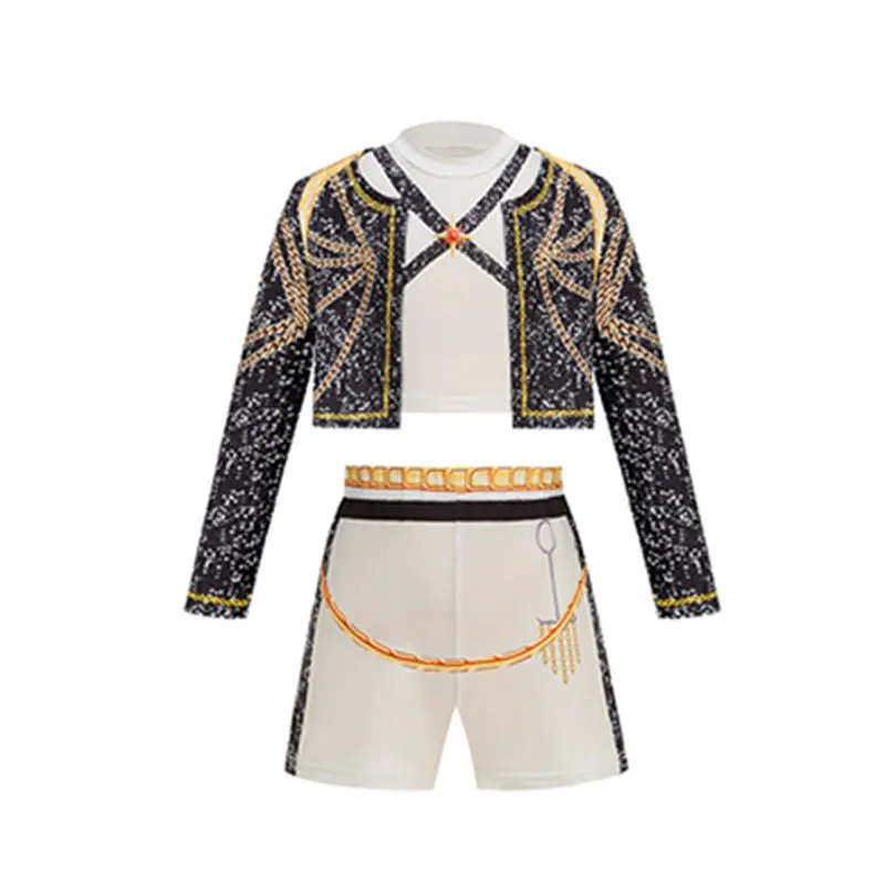 Girls Hip Hop Dance Costume 3PCS Set Crop Top Shorts Kids Singer Stage Performance Outfit 2026 New Cosplay Clothes - Image 6