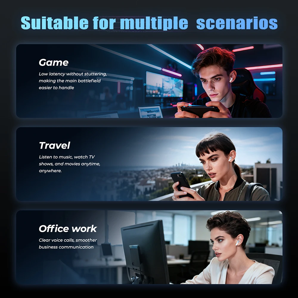 2026 Language Translator Earbuds HTC NE49 TWS Low Latency Gaming Earphones Bluetooth HiFi Stereo Sound HD Call With Mic - Image 4