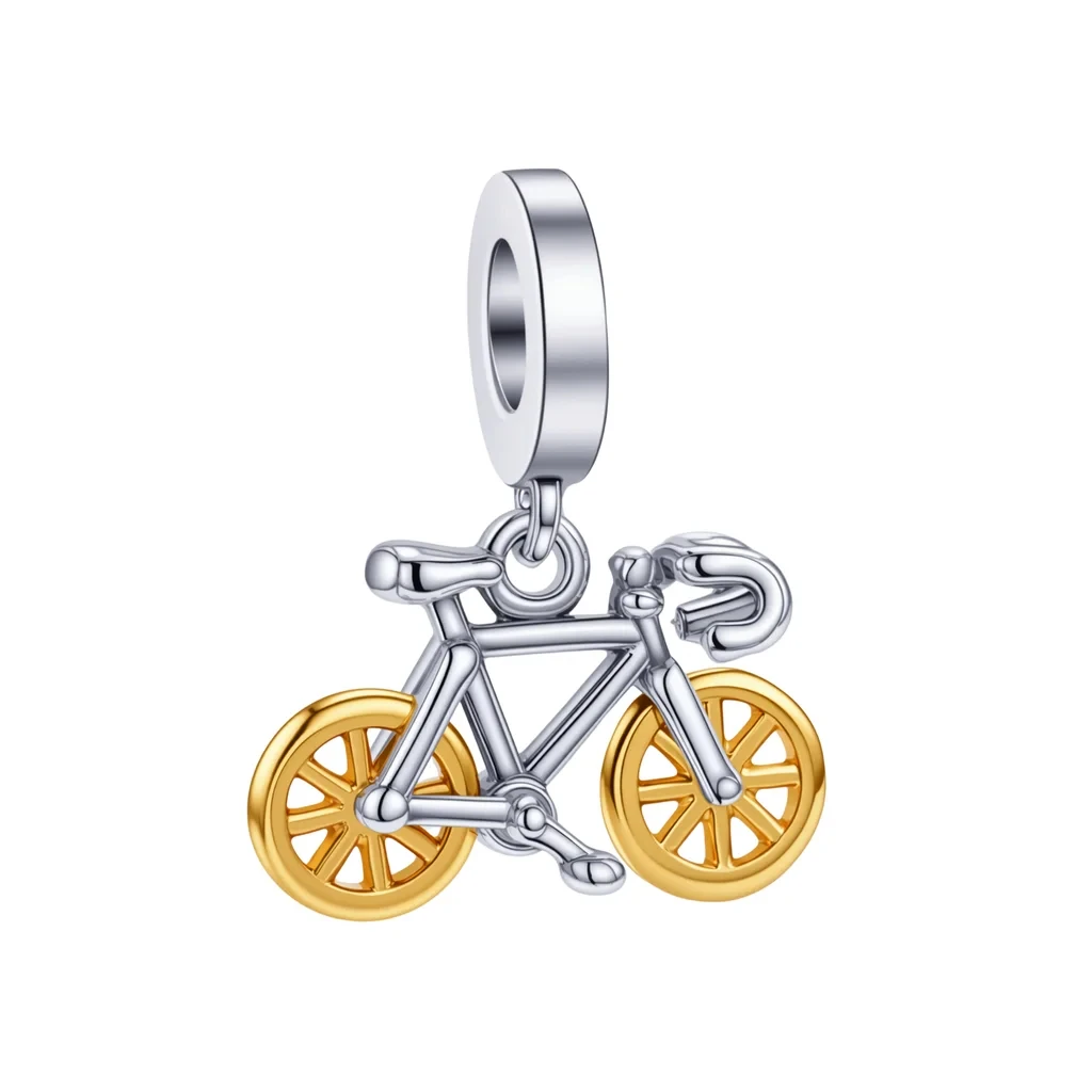 2026 New Hot Sale 925 Sterling Silver Original Heart Bicycle Flower Pendant DIY Charm Bracelet Bead Women Surprise Jewelry Gift - Image 4