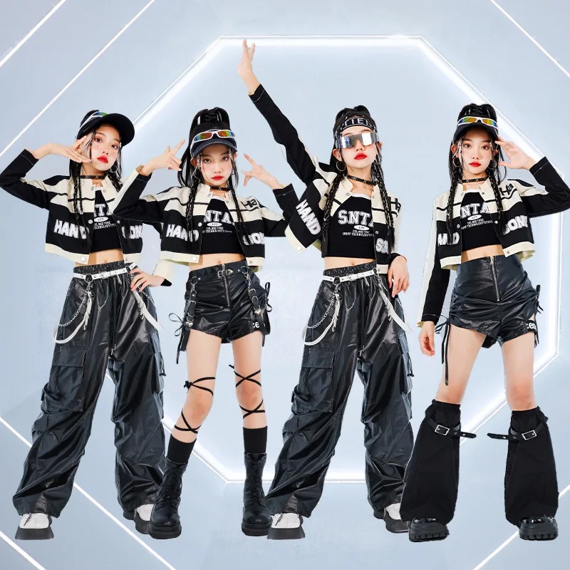 Girls Jazz Dance Performance Outfit Motorcycle Style Children's Street Dance Show Clothes Trendy Kids Fashion Show Offspring - Image 3