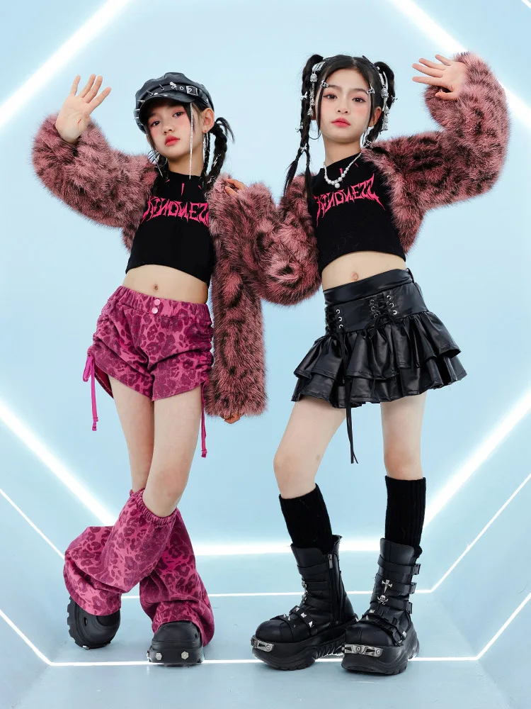 Fashion Girls Hip Hop Dance Performance Streetwear Costume Korean Style Teenage Kids Y2K Street Style Clothing Suit - Image 5
