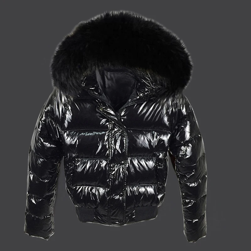Fake Fur Coat Waterproof Autumn Winter Hooded Parkas Glossy Female Outerwear Fashion European Black Short Coats Women's Jacket