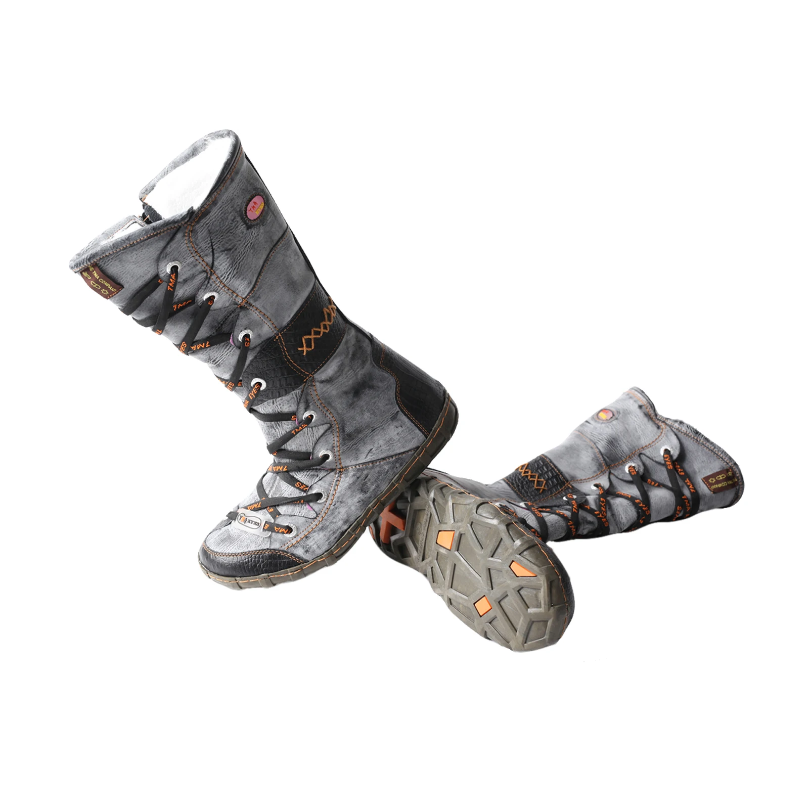 TMA EYES Women's Mid Calf Snow Boots Warm Fuzzy Lined Side Zipper Vintage Casual Winter Boots for Cold Weather Outdoor - Image 4
