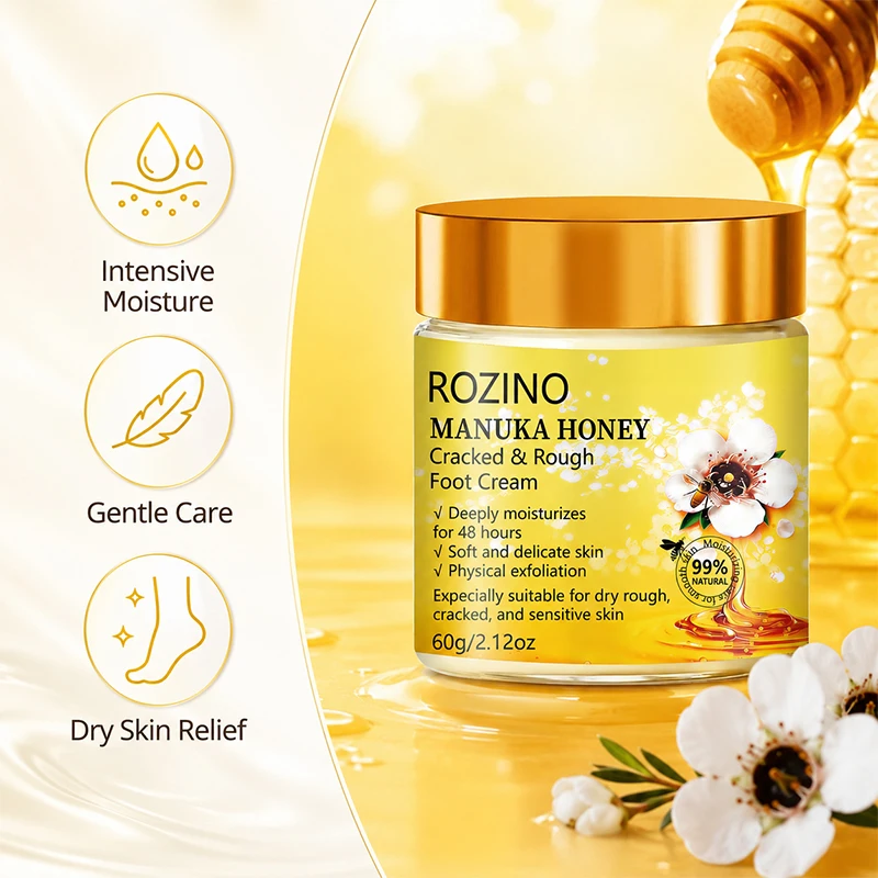 1Pcs/2Pcs/3Pcs【Super Anti-Dryness】Manuka Honey Foot Cream/5-Minute Internal Moisturizing, Smooth Application, Deep Hydration, Locks in Moisture, Smoothes and Eliminates Imperfections, Improves Skin Elasticity, Multi-Effect Foot Care Cream, Specially Designed for Dry, Rough, and Cracked Hands and Feet/Softens Foot Skin, Suitable for Extremely Dry, Cracked, and Rough Hands and Feet - Image 3
