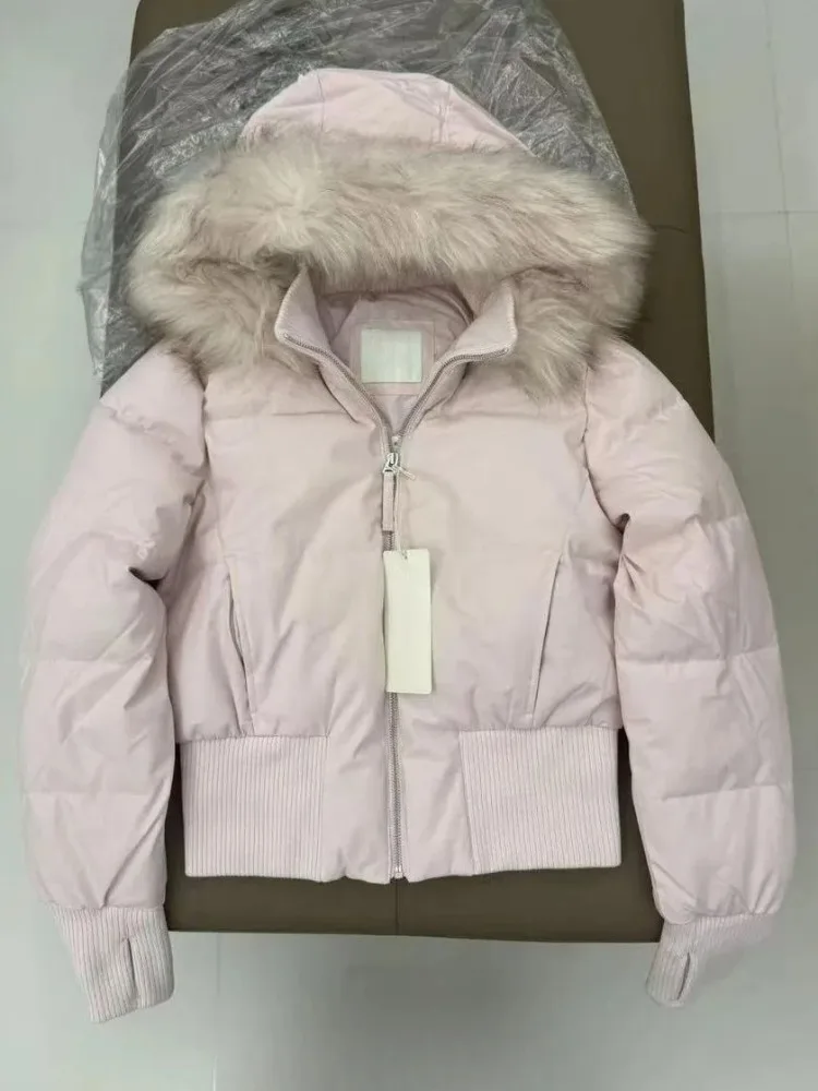 Women Winter Faux Fur Collar Hooded Parka Puffer Jacket Japanese Street Style Long Sleeve Zip Up Y2K Short Coats Daily Wear - Image 3