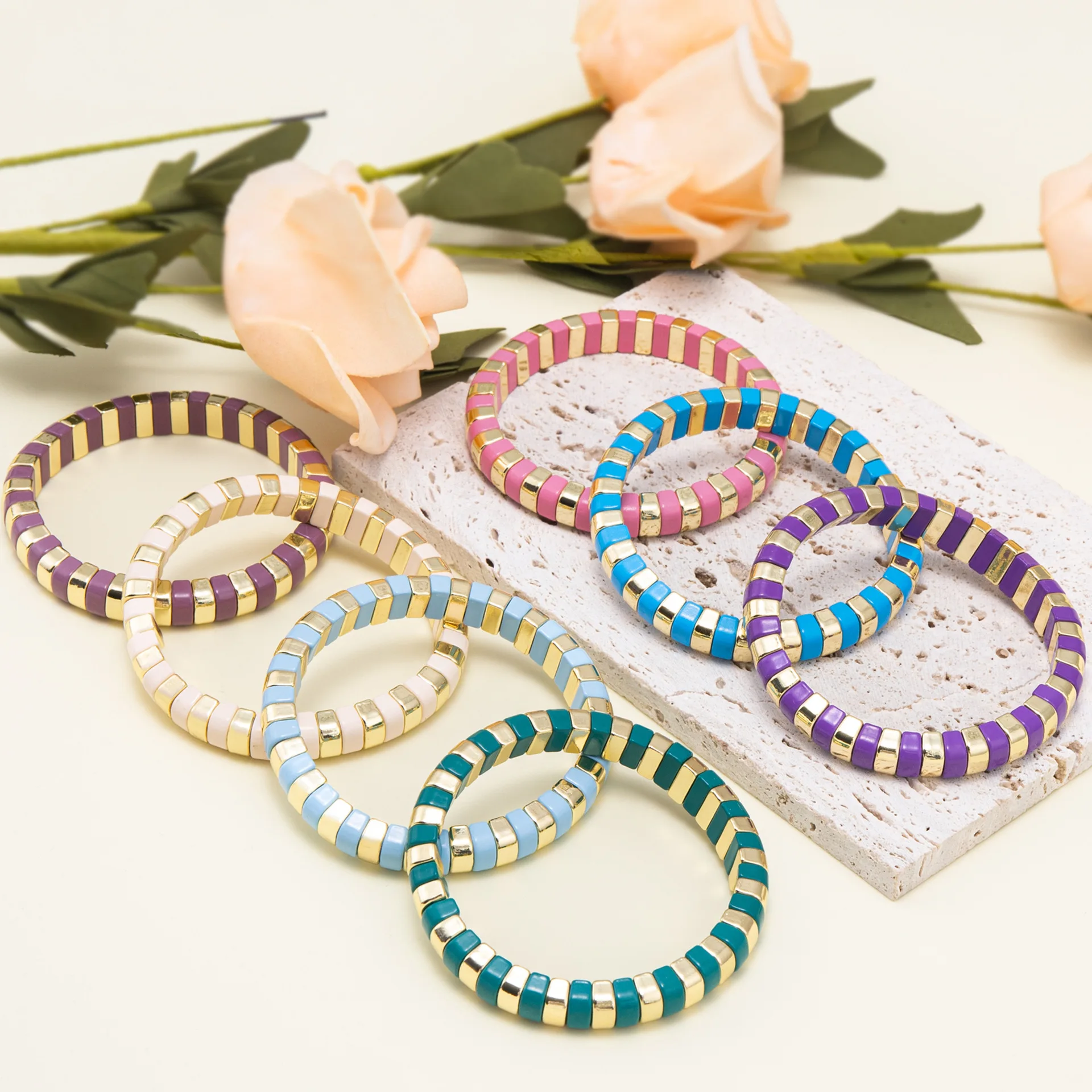 2026 Simple Niche Ins Style Colorful Enamel Beaded Diy Custom Women's Bracelet Accessories - Image 5