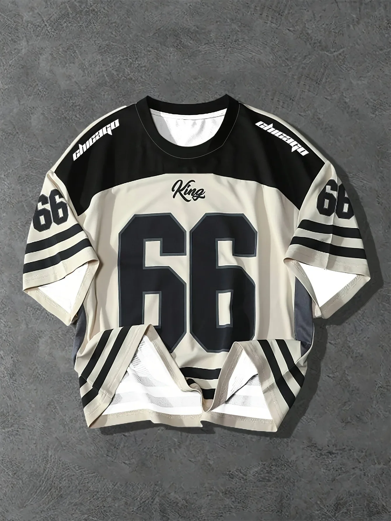 Summer 2025 new men's T-shirt, casual round-neck T-shirt, Chicago letter print pattern polyester pullover, summer daily outdoor - Image 4
