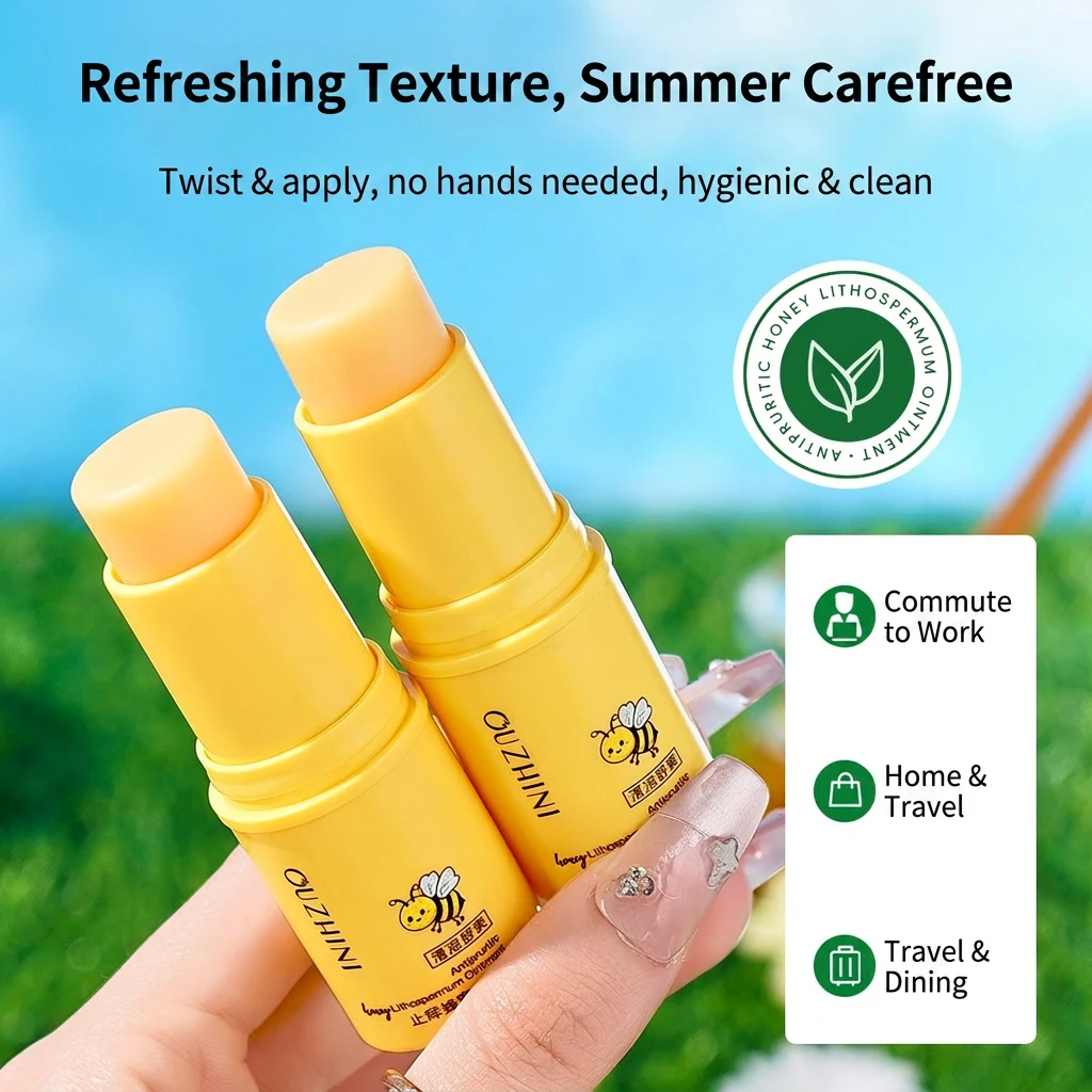 Ouzhini Anti Itching Honey Purple Grass Cream Soothing Stick Mosquito Bite Cool Repair Solid Fragrance Balm Portable Stick - Image 4