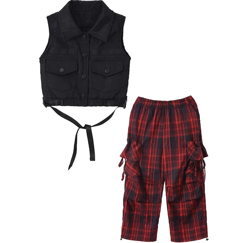 New Girls Hip Hop Clothing Fashion Street Dance Crop Top Plaid Pants Skirt Teenager Kpop Jazz Dance Stage Performance Costume - Image 6