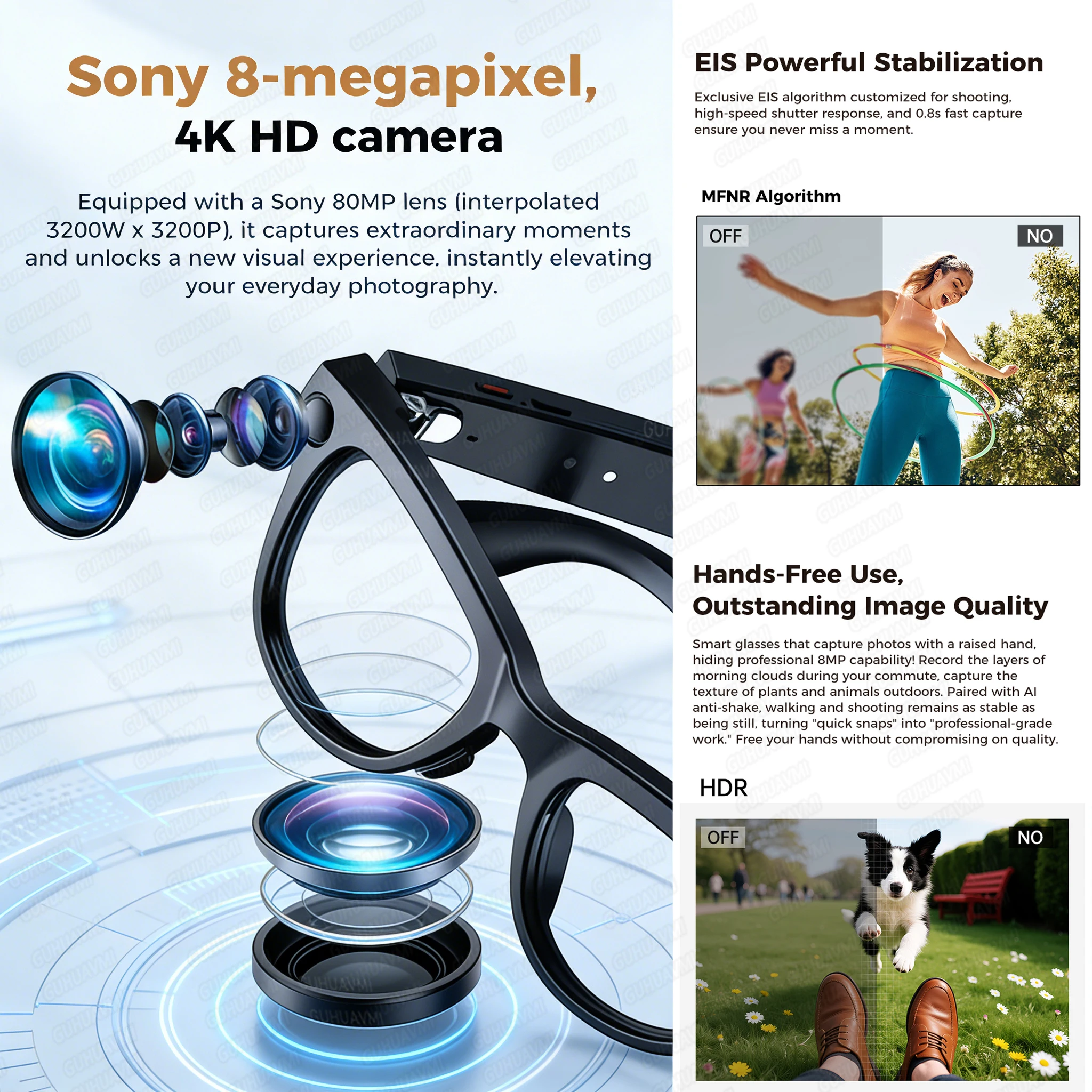 2026 Ultra AI Smart Glasses 1200P Camera ChatGPT Voice Assistant 32GB Storage Real-time Translation Bluetooth Music Sunglasses - Image 3